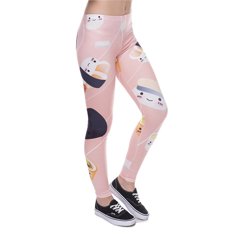 DeanFire – Leggings extensibles Super doux pour femmes, pantalon de Fitness Sexy imprimé sushi, taille haute