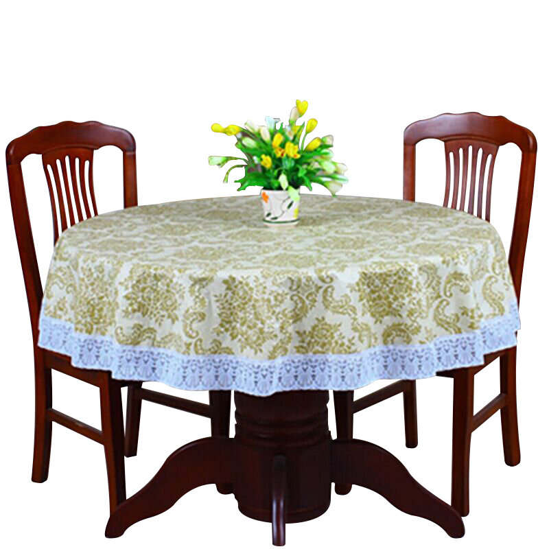 Mantel de mesa redondo Pastoral, cubierta de plástico impermeable a prueba de aceite, con borde de encaje estampado Floral, Anti café caliente, té