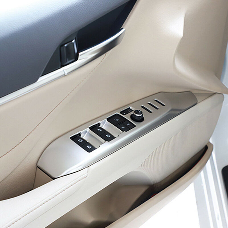 トヨタカムリ2018 2019 2020 2021 4個の車のインテリアインテリアリヤドアアームレスト窓リフトスイッチパネル装飾カバートリムアクセサリー