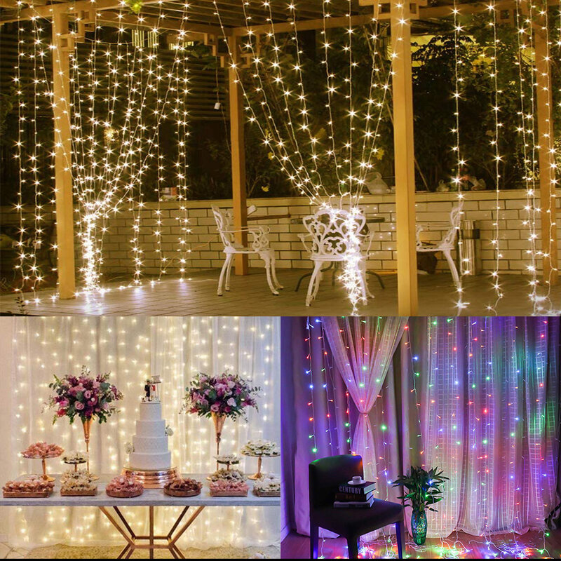زينة عيد الميلاد للمنزل 3m 200/300 LED الستار سلسلة ضوء فلاش الجنية الطوق سنة جديدة سعيدة ل Dropshippping