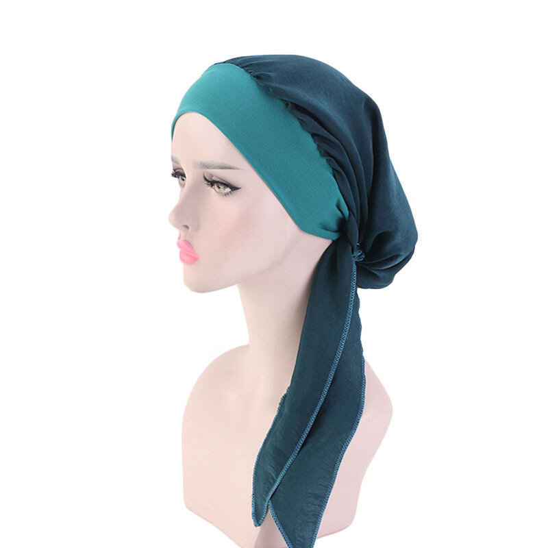 Кепка-тюрбан с оборками и длинным хвостом для мусульманских женщин