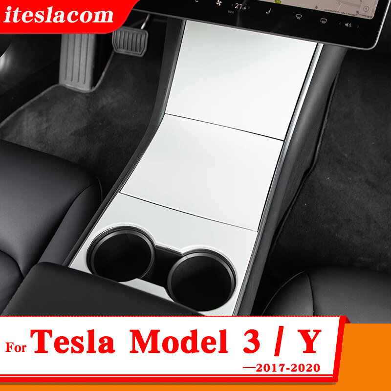 Stiker Panel Kontrol Pusat Mobil untuk Model Tesla 3 Model Y Aksesori Interior Mobil Film Pelindung Gaya ABS Model Tiga