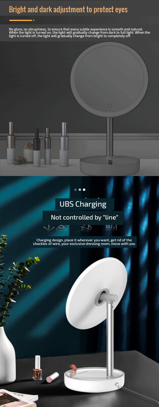 Panasonic LED lusterko do makijażu lampa 5X powiększające USB ładowania przechowywania bazy regulowany jasny ekran dotykowy piękno tabeli lustra
