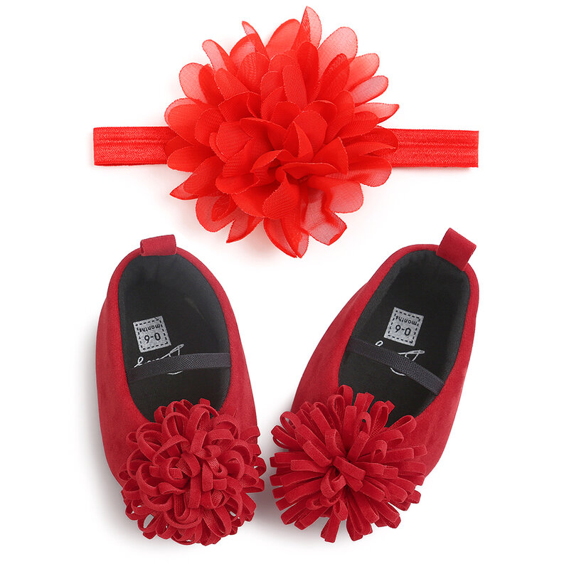 Candy Farben Neugeborenen Baby Prewalker Weichen Boden Anti-slip Schuhe Schuhe Prinzessin Mädchen Krippe Große Blume Schuhe mit stirnband
