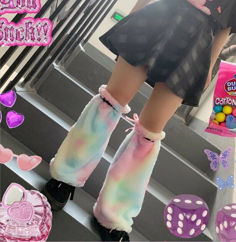 Lolita-Calentadores de piernas con patrón de vaca, medias de terciopelo grueso y cálido, estilo japonés, Punk, gótico, suelto, uniforme JK