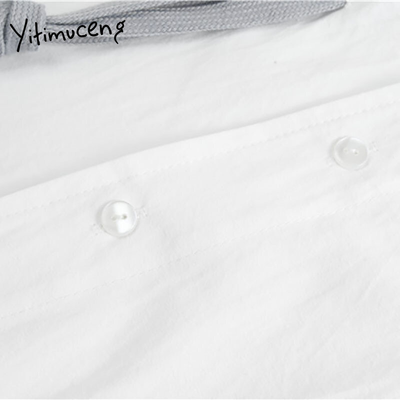 Yitimuceng branco blusa feminina botão camisa solta nova primavera sólida 2021 manga longa turn-down colarinho único breasted casual topos
