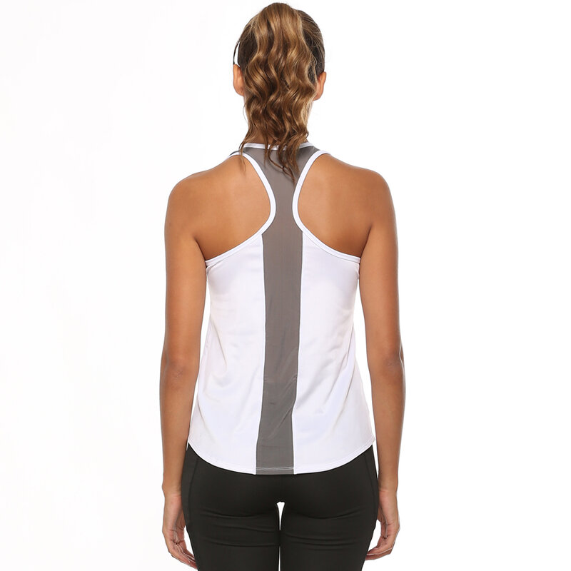 Hirigin Vrouwen Fitness Yoga Shirts Mouwloze Yoga Tank Tops Sexy Mesh Back Workout Snel Droog Sport Vest Dames Running T shirt