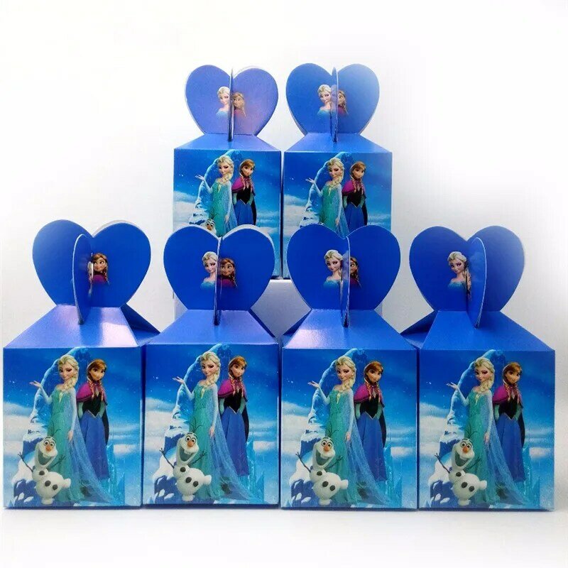 Frozen Anna et Elsa – boîte-cadeau en papier, sacs à bonbons et biscuits, décorations de fête de 1er anniversaire pour enfants, sacs cadeaux fournitures de réception-cadeau pour bébé