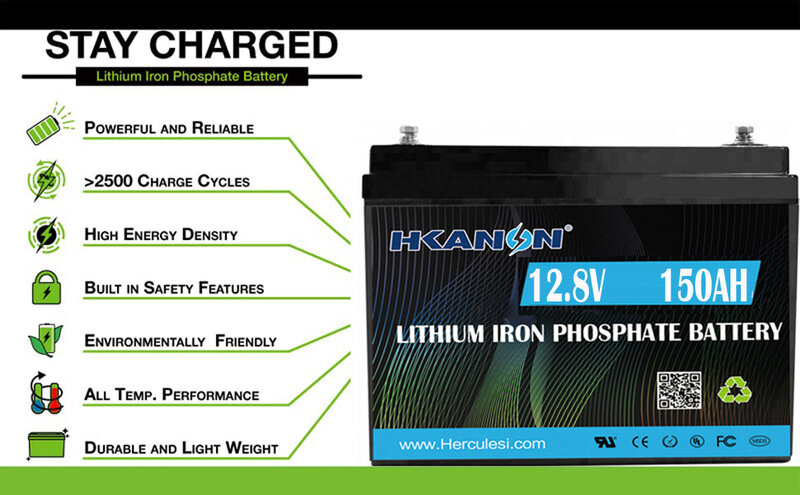Lifepo4-Batería de ciclo profundo de 12 voltios y 100Ah, paquetes de baterías de fosfato de hierro y litio de 12 V y 150ah para almacenamiento de carros de Golf