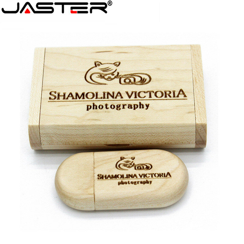 JASTER-unidad de memoria usb de madera, pendrive de 4gb, 8gb, 16 gb, 32 gb, 64 gb, 128gb, logotipo Flash de boda, 2,0