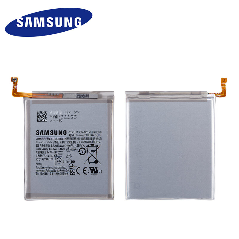 SAMSUNG-batería de repuesto para teléfono móvil, original, EB-BG980ABY, 100% mAh, para Samsung Galaxy S20 S 20, 4000