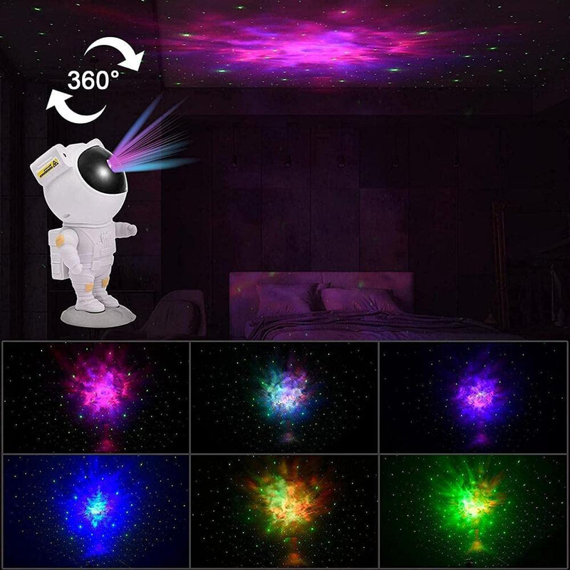Céu galáxia projetor astronauta lâmpada de projeção led nightlight decoração spaceman candeeiro mesa romântico quarto decoração presente natal