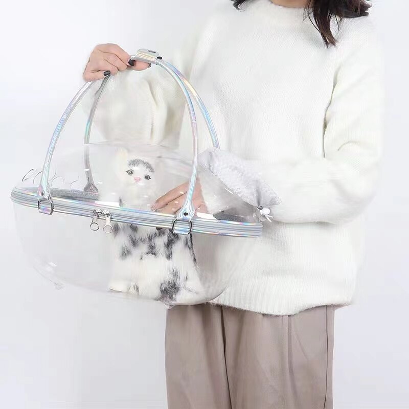 Cápsula de transporte para pet, bolsa transparente para transportar animais de estimação, mochila dura respirável em 360 graus de turismo