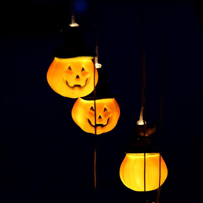 Halloween Hanging Lights Waterproof Sun Powered Decorative Holiday Wind Chimes Pumpkin Lights for Patio Garden Yard Party