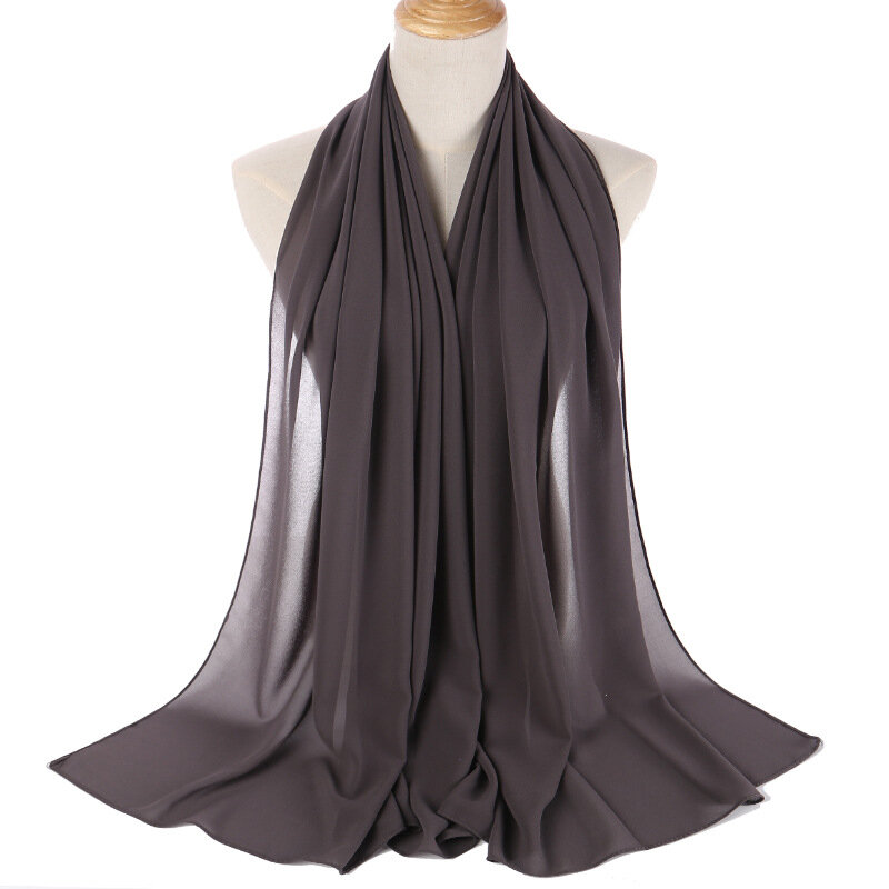 Bufanda de gasa de burbuja Lisa para mujer, Hijab de Color sólido impreso, diademas de chales musulmanes, bufandas/bufanda, ropa islámica