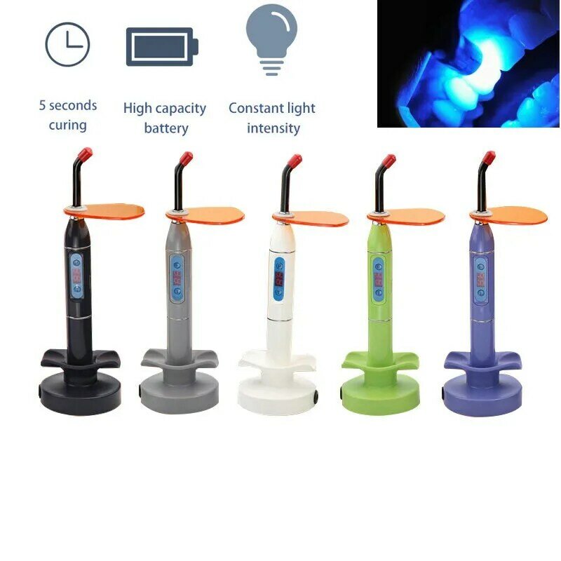 1 Set Dental Wireless Cordless LED Curing Light Lamp 5W Machine Resin Cure Dental Equipment