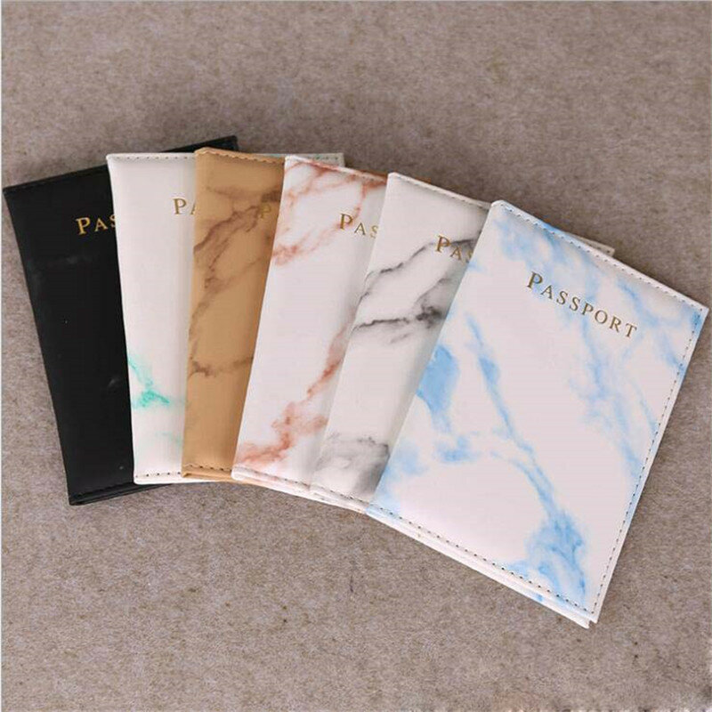 Women Men Passport Cover Pu Leather Marble Style Travel ID Credit Card Passport Holder Packet Wallet Purse Bags Pouch