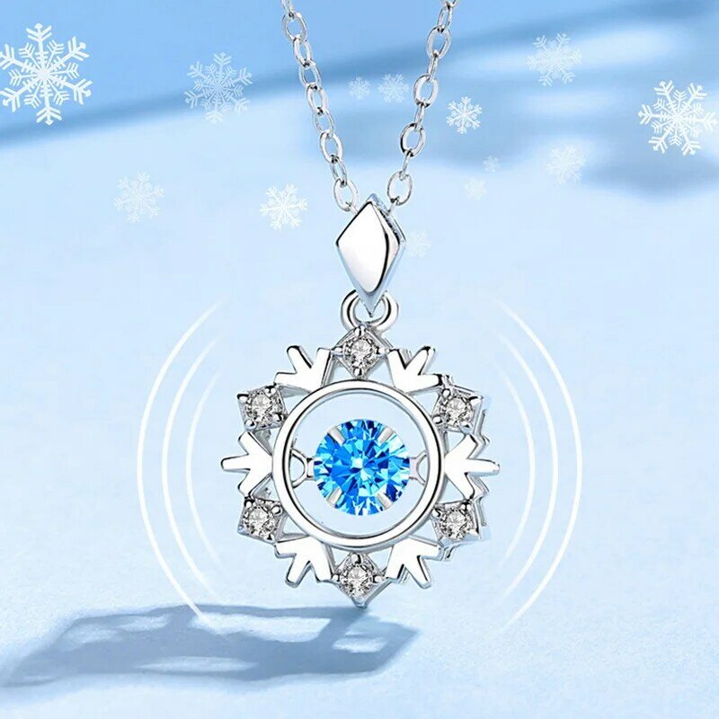 Korean Shine Zircon Snowflake Pendant Necklace For Women Choker Silver Color Chain Statement Jewelry Christmas New Year Gifts