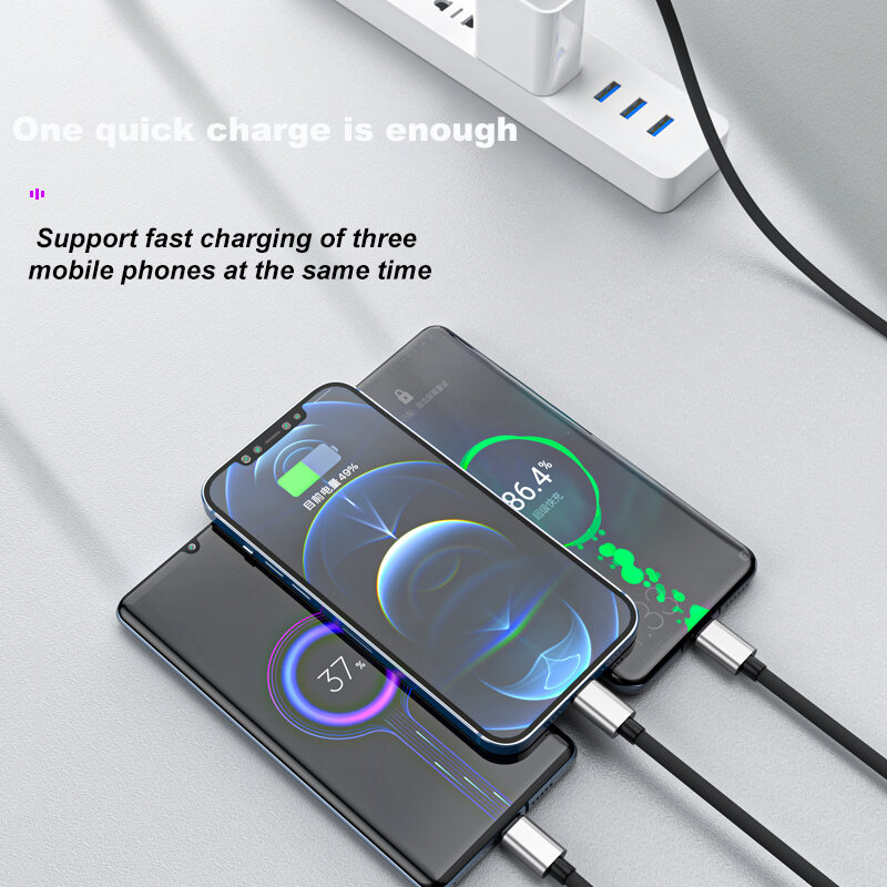 JH-LINK USB Type-C急速充電ケーブル,SamsungおよびXiaomi Huawei電話用の3-in-1ケーブル,120cm充電器,Android