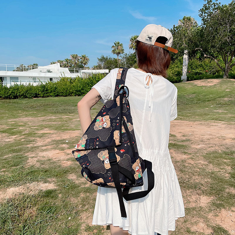 Модный женский рюкзак 2021, женский популярный школьный рюкзак в стиле ретро, Маленький Нейлоновый Белый дешевый дорожный рюкзак с милым медв...