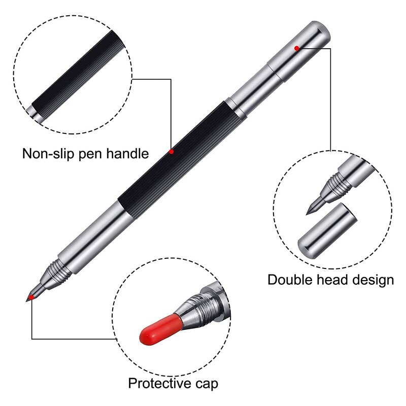 Wolfram Hartmetall Scribers 5 Pack, Gravur Stift mit Doppel Kopf Design-Tasche Hartmetall Spitze Glasritzrades Werkzeug