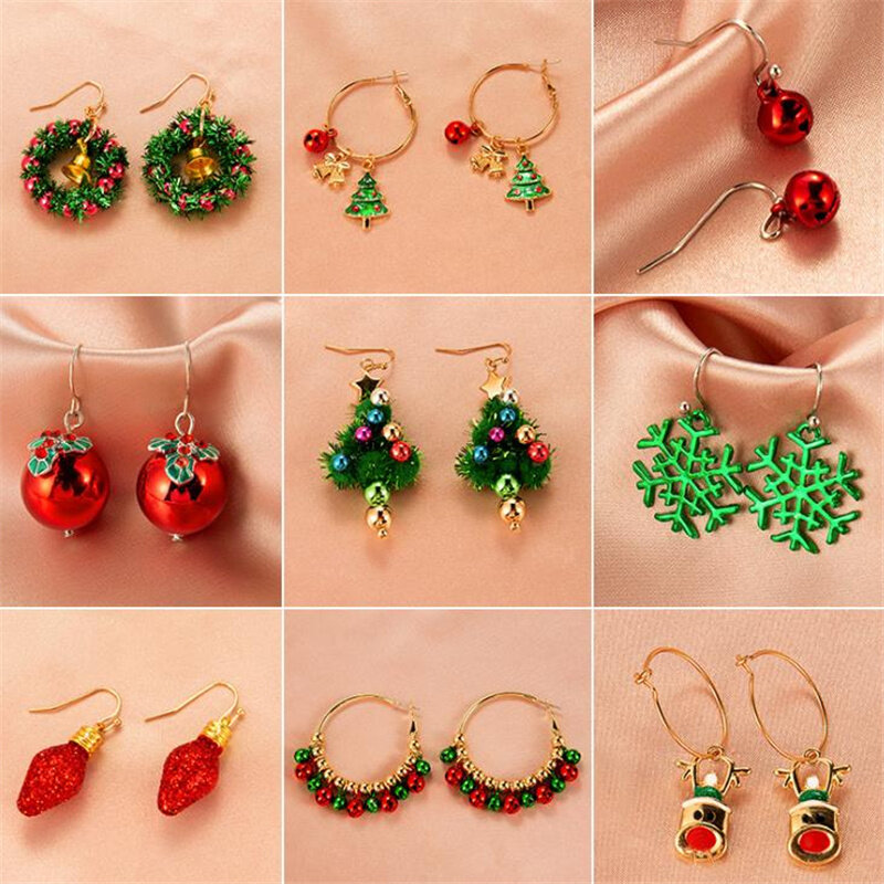 8 styles Set Stud Earrings Christmas Tree Elk Snowman Deer Xmas Heart Earring Studs Jewelry Crystal Pearl New Year Gifts 2022