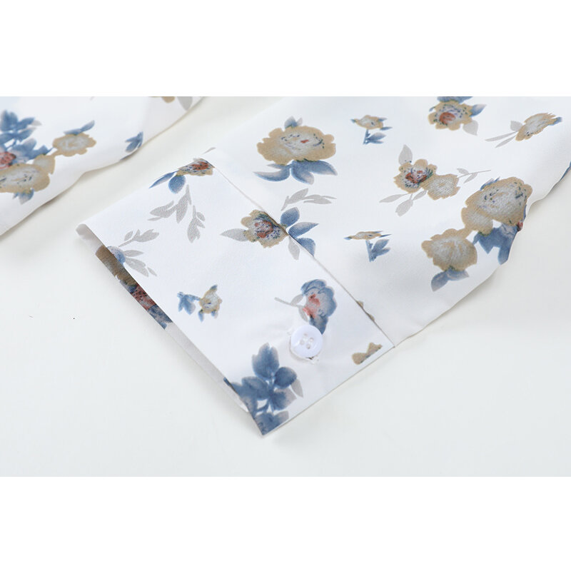 Blusa informal de manga larga con estampado Floral para Primavera, camisa Retro con botones para mujer, para oficina y trabajo, 2021