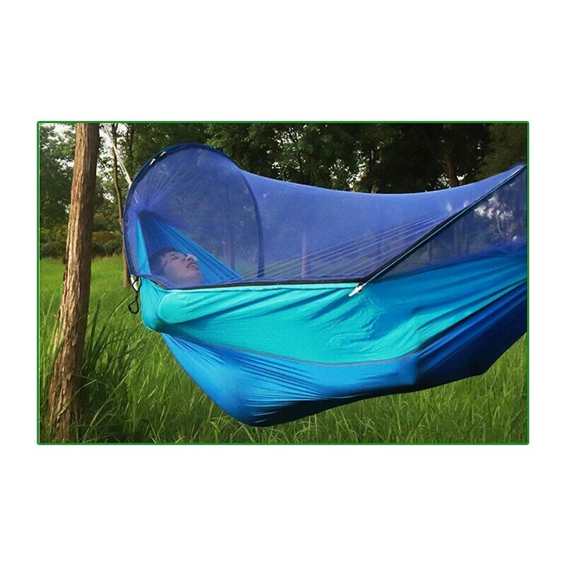 Rede mosquiteira portátil para uso ao ar livre, 260x150cm, paraquedas, camping, pendurado, cama de dormir, balanço, cadeira de casal, suspensa