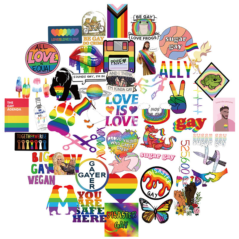 Pegatinas coloridas y divertidas Gay para monopatín, guitarra, motocicleta, coche, mochila escolar, ordenador portátil, bicicleta y maleta, 10/50 piezas