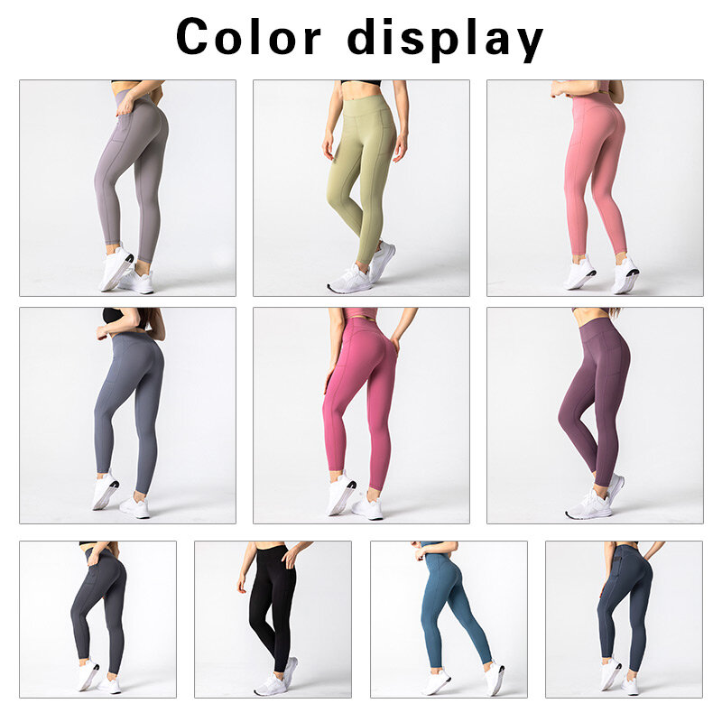 Tiktok-pantalones de Yoga para mujer, ropa de Fitness de cintura alta, ajustados, con bolsillo, melocotón, Nude, XL