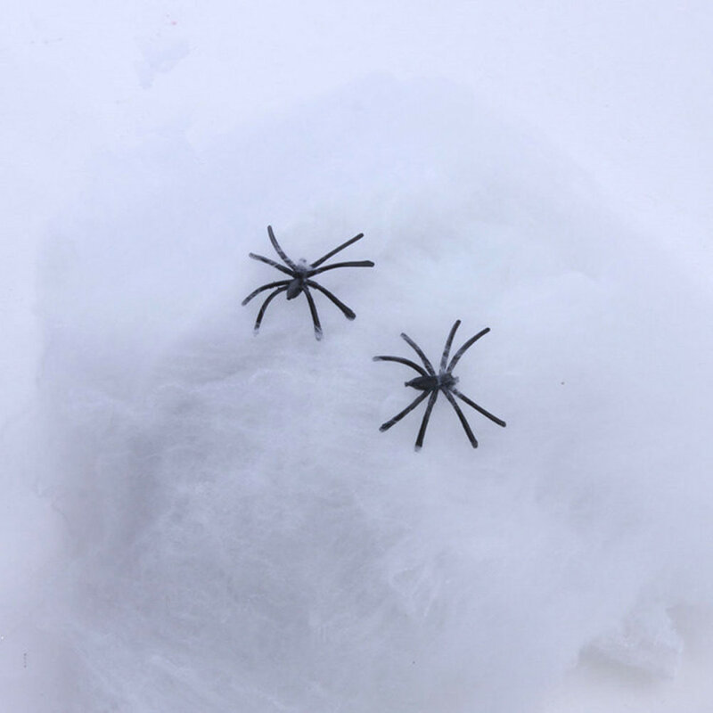 Toile d'araignée blanche 60g avec 4 araignées noires, accessoire de farces difficiles