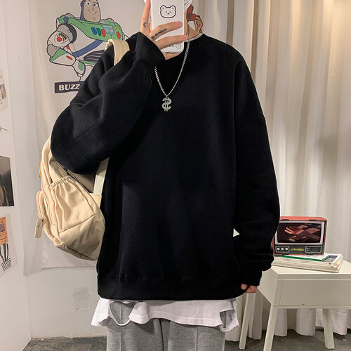 2021 Sweater Fall Harajuku O-hals Oversized Trui Toevallige Fluwelen Lange Mouw Basic Top Casual Wear