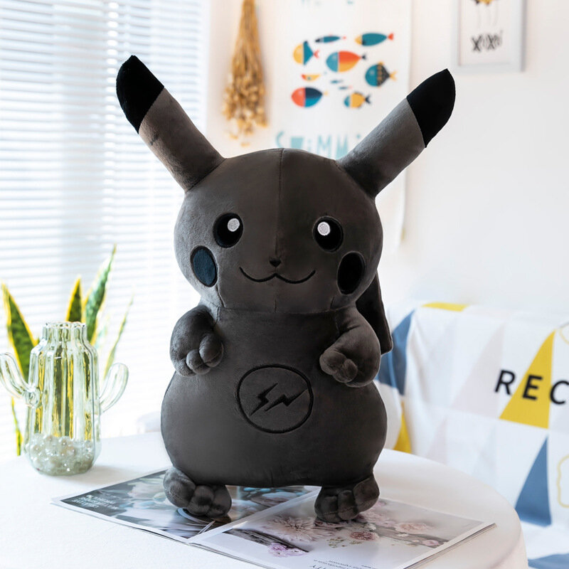 Pokemon preto escuro pikachu brinquedo de pelúcia travesseiro relâmpago pikachu boneca brinquedo chave pendurado fivela quarto decoração do carro presente da criança