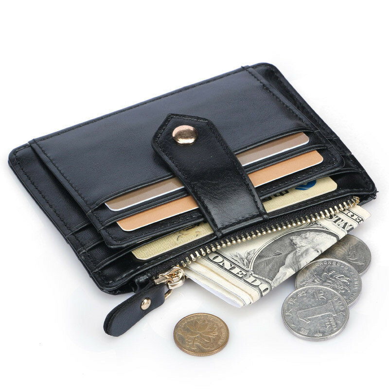 Nouveau Mini porte-cartes d'identité hommes/femmes, porte-cartes de crédit, en cuir PU, étui mince pour cartes bancaires, fermeture éclair, portefeuille organisateur