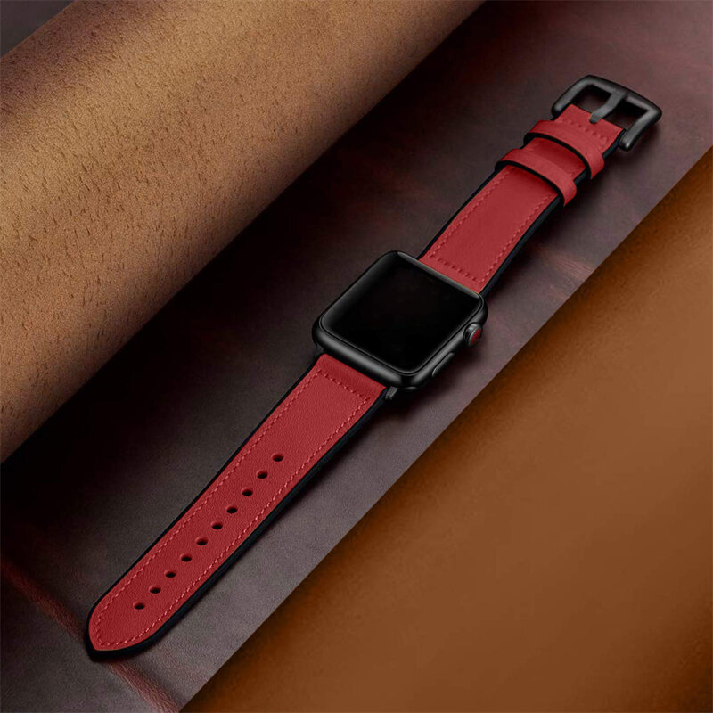 Strap Voor Apple Watch Band 6 44Mm 40Mm Apple Watch Band 42Mm 38Mm Iwatch Serie 6/5/Se/4/3/2 Siliconen & Vintage Lederen Armband