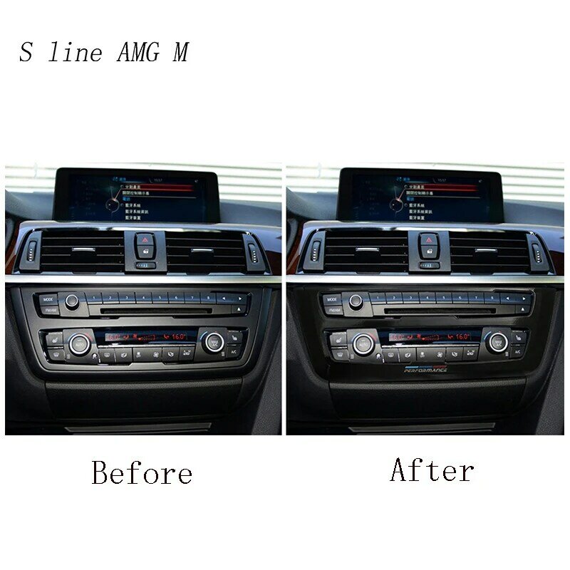 Car Styling per M performance rivestimento interno per BMW F30 F34 3gt 3 4 serie accessori Console per auto CD pannello telaio adesivi copertura