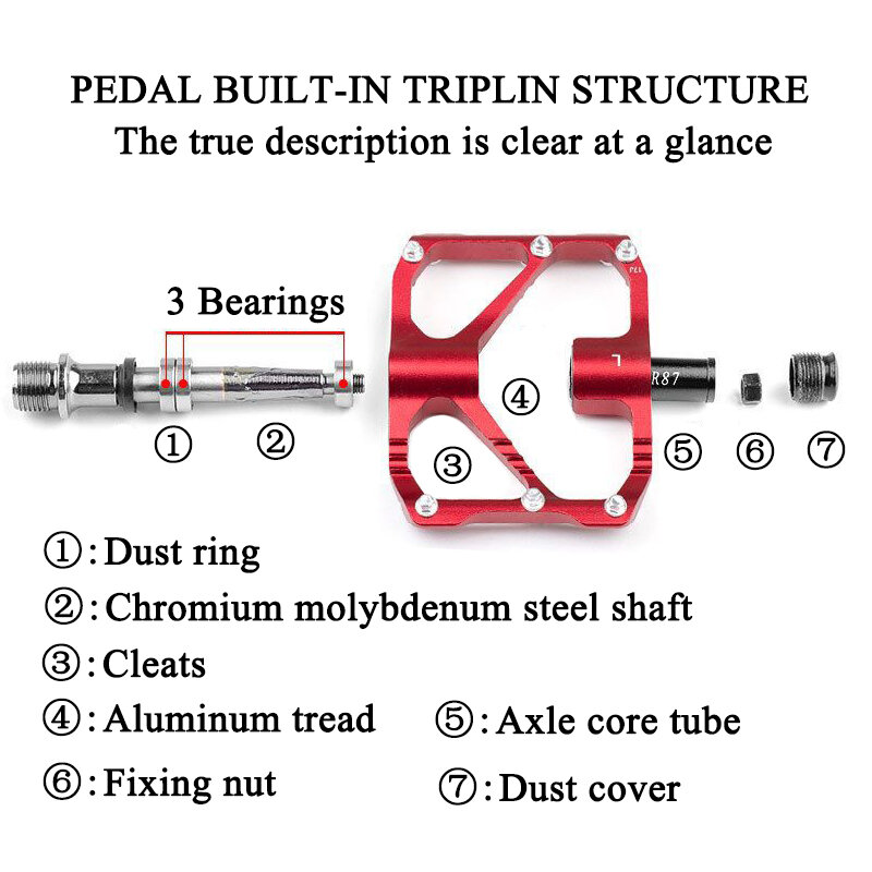 Promend novo M86C-R87C mtb/bicicleta de estrada pedal antiderrapante ultra-leve alumínio 3 rolamento de esferas pedais de ciclismo
