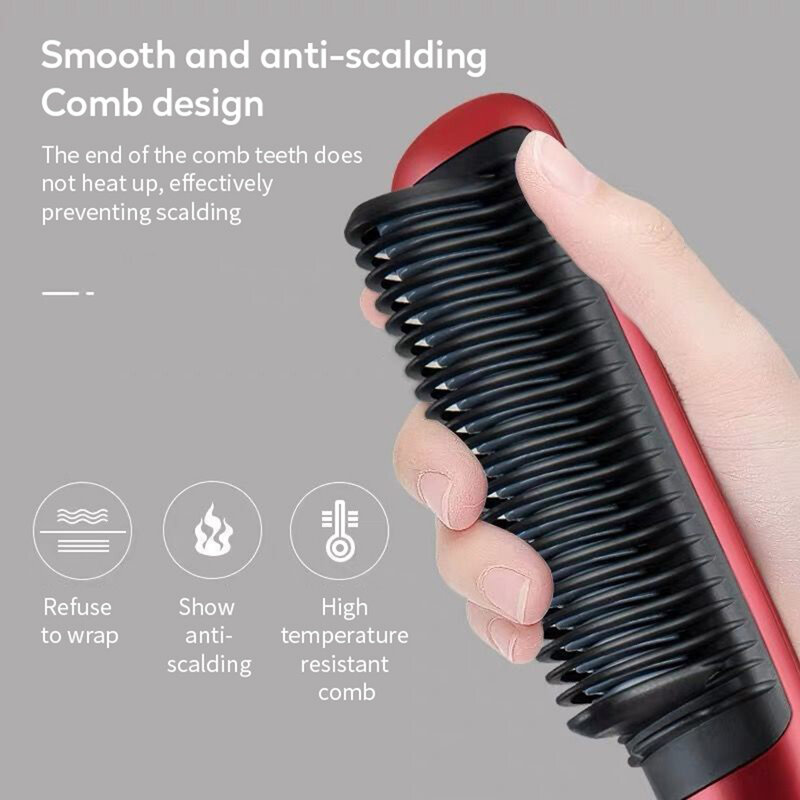 Alisador de cabelo escova turmalina cerâmica ferros modelador de cabelo anti-escaldante alisamento quente pente elétrico endireitar barba escova