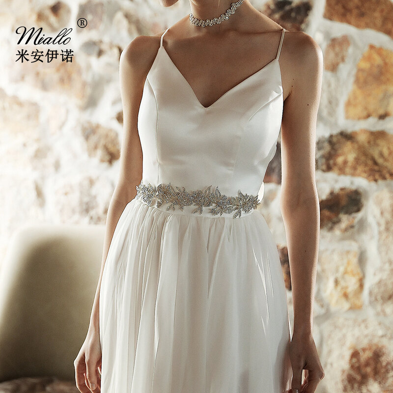 Hot Sale Sliver Rhinestones Crystal Wedding Belt for Prom Dress Pink Ribbon Satin Bridal Sash Belt Women Accessories S020