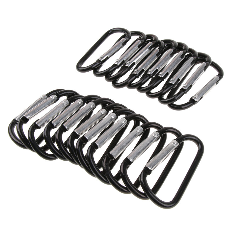 Pack of 20pcs 5.2mm Aluminum Carabiner D-shape Buckle Pack Keychain Clip Hook Spring Replacement Tackles for Fisherman