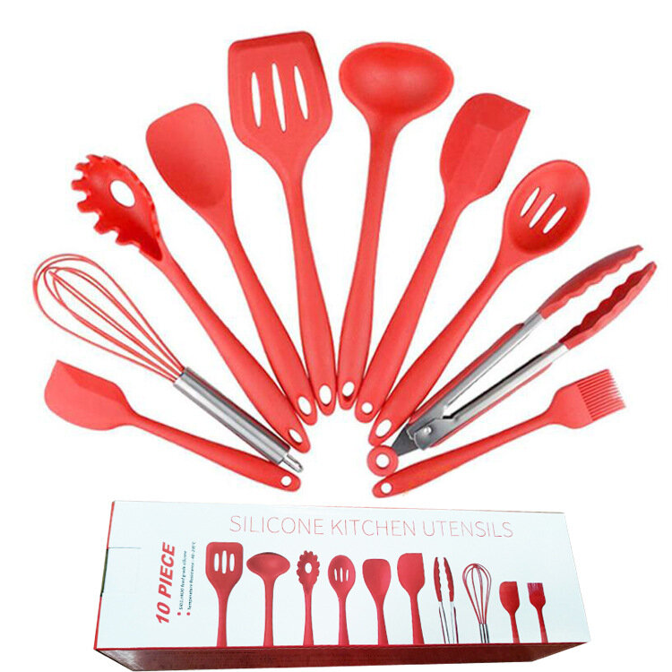 10 piezas pala cuchara utensilios pala utensilios de silicona aparatos set de cocina de silicona conjunto y electrodomésticos, utensilios de ut