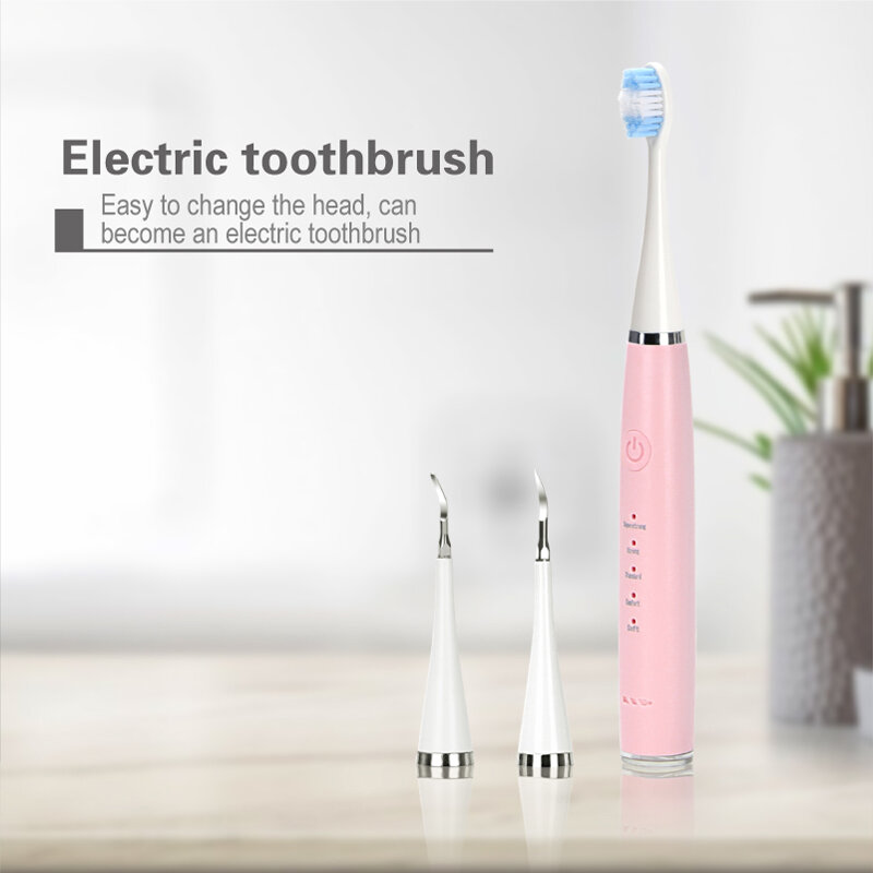 Detergente per denti domestico ad ultrasuoni elettrico per pulire e rimuovere il calcolo dentale spazzolino da denti e tartaro sbiancamento massaggiagengive IPX7