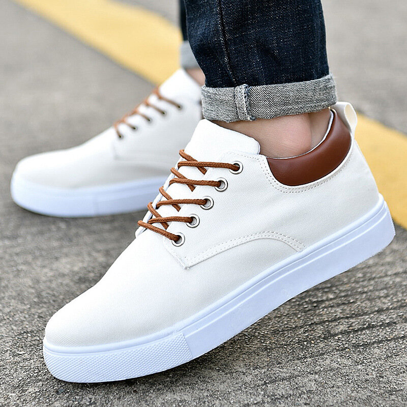 White Grey Cheap Flat Comfortable Shoes Men's Casual Sport Sneakers Vulcanized Sneakers Boys Autumn Spring 2021 Fashion Sneakers