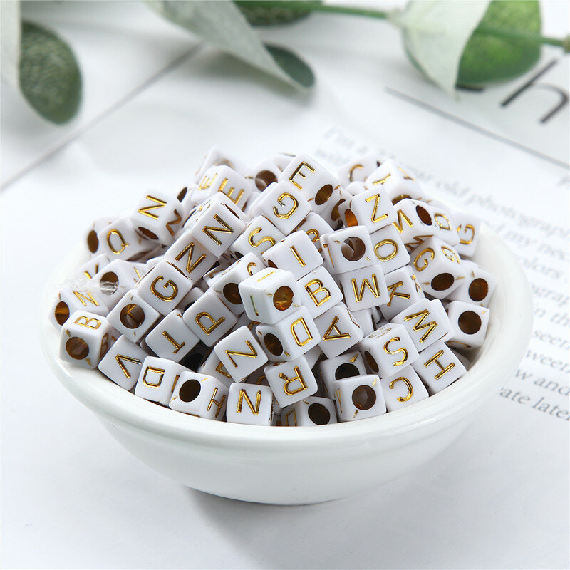 100pcs Mixed Letter Beads Acrylic Square Alphabet Beads DIY Bracelet Necklace For Jewelry Making Accessories