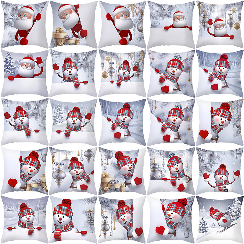 Capa de almofada de natal prateada 45x45cm, decoração feliz natal para casa, sofá, decoração 2021, presentes de natal, ano novo 2022