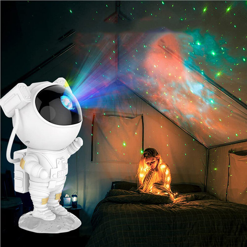 Proyector de galaxia del cielo, lámpara de proyección de astronauta, luz LED nocturna, decoración espaciadora, lámpara de mesa, decoración romántica para habitación, regalo de Navidad