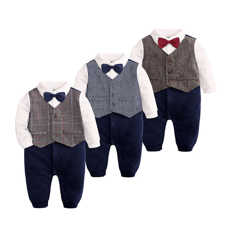 아기 어린이 의류 아기 드레스 나비 넥타이 셔츠 신사 한 조각 의류 야외 홈 Romper 아기 한 조각 크롤링 양복