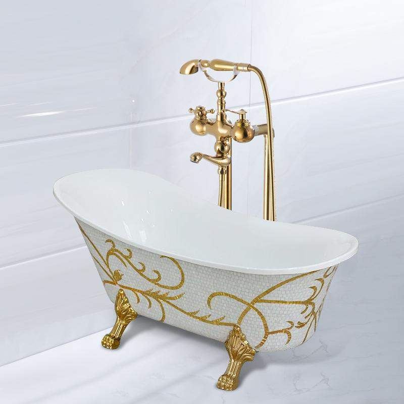 VOURUNA robinet de baignoire autoportant, robinet de luxe Rose doré, robinets mélangeurs de remplissage de bain montés au sol