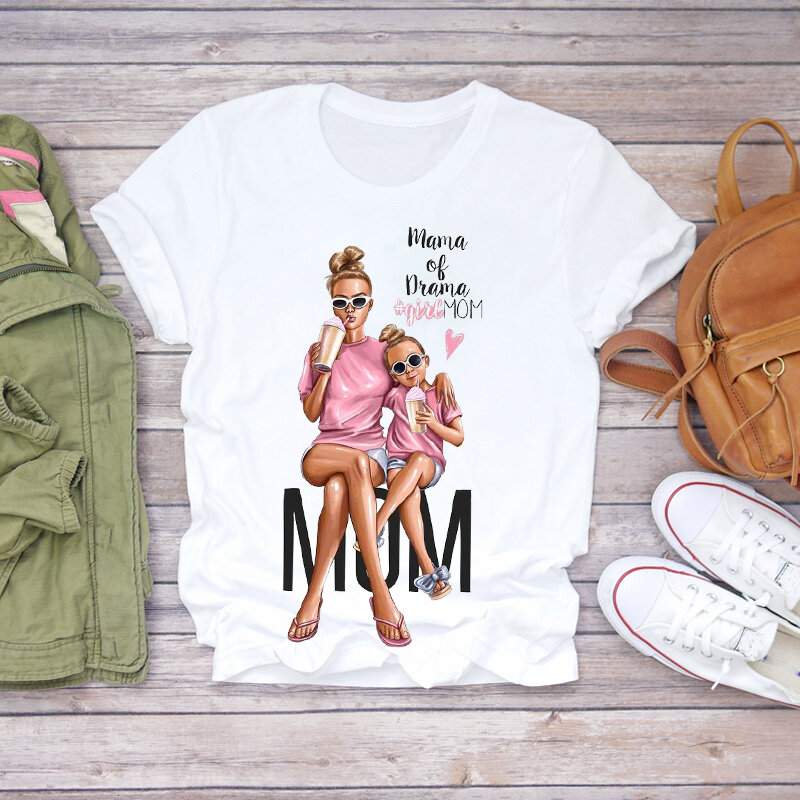 T-Shirt femme, estival et estival, avec dessin animé Super Mom Life, 2020