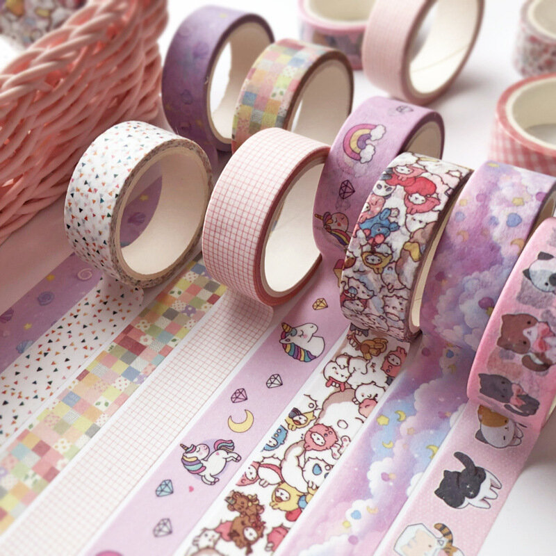 Mohamm fita de papel washi para decoração, fita decorativa de desenho animado kawaii, 1 peça, papelaria, material escolar